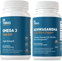 Dr. Tobias Omega 3 Fish Oil e Ashwagandha Cápsulas, Suporte Global bem-estar e energia equilibrada e resiliência, Não-GMO