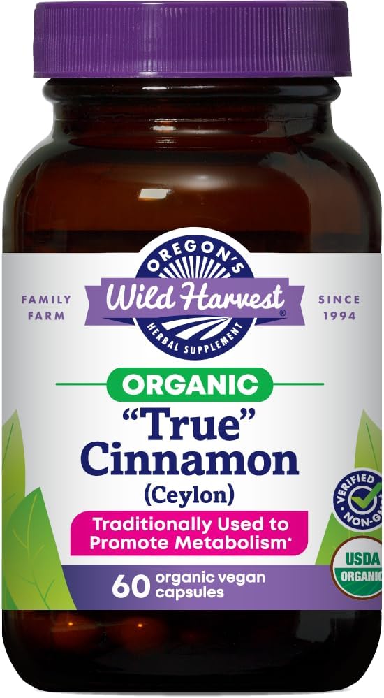 La cosecha ecológica de Oregon True Cinnamon Ceylon 60 Conde Vegan Capsules