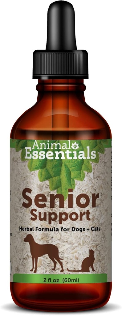 Animal Essentials Senior Support for Dogs & Cats Supplement - Milk Thistle, Vanhoille kissoille ja koirille, Lemmikkieläinten munuaistuki, kasviperäisten täydentää - 2 Fl Oz