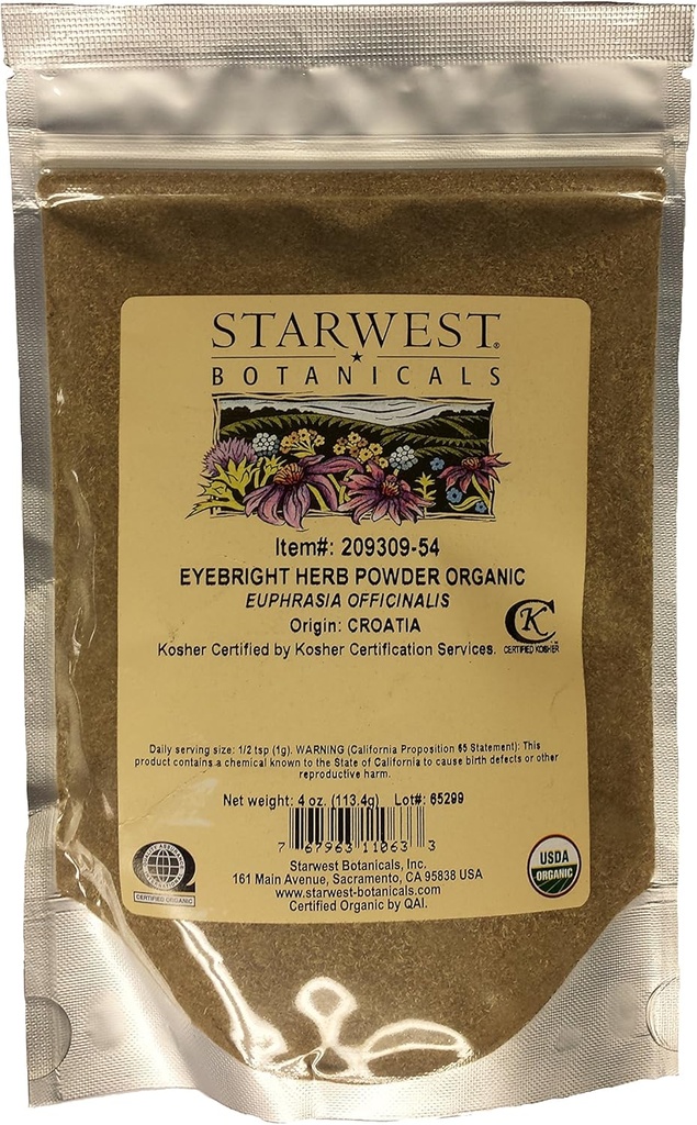Eyebright Herb Mill Og - 4 Oz, (Starwest Botanicals)