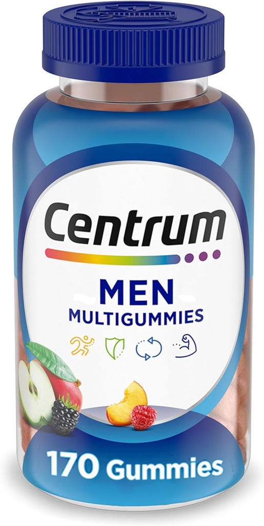 Centrum MultiGestes Gummmmy Multivitamin per als homes, multivitamin/Multinelmin suplementaris amb Selenium, antioxidants i Viminades D3, As Fruent Flavor - 170 Count