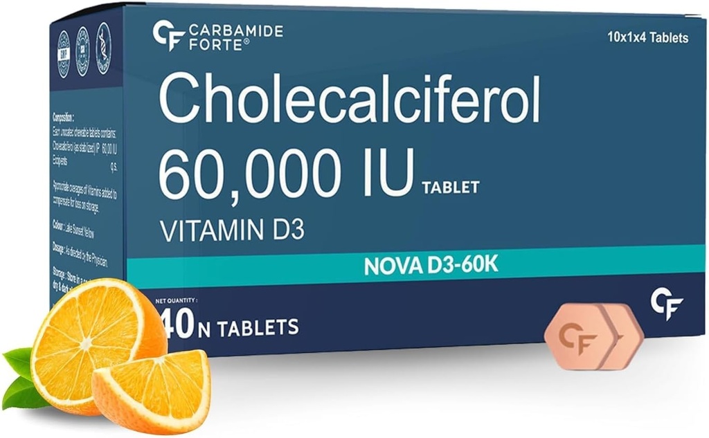 Generieke vitamine D3 60000 IE - Kauwbare Cholecalciferol Vitamine D Supplement voor vrouwen en mannen - 40 tabletten, Nautral