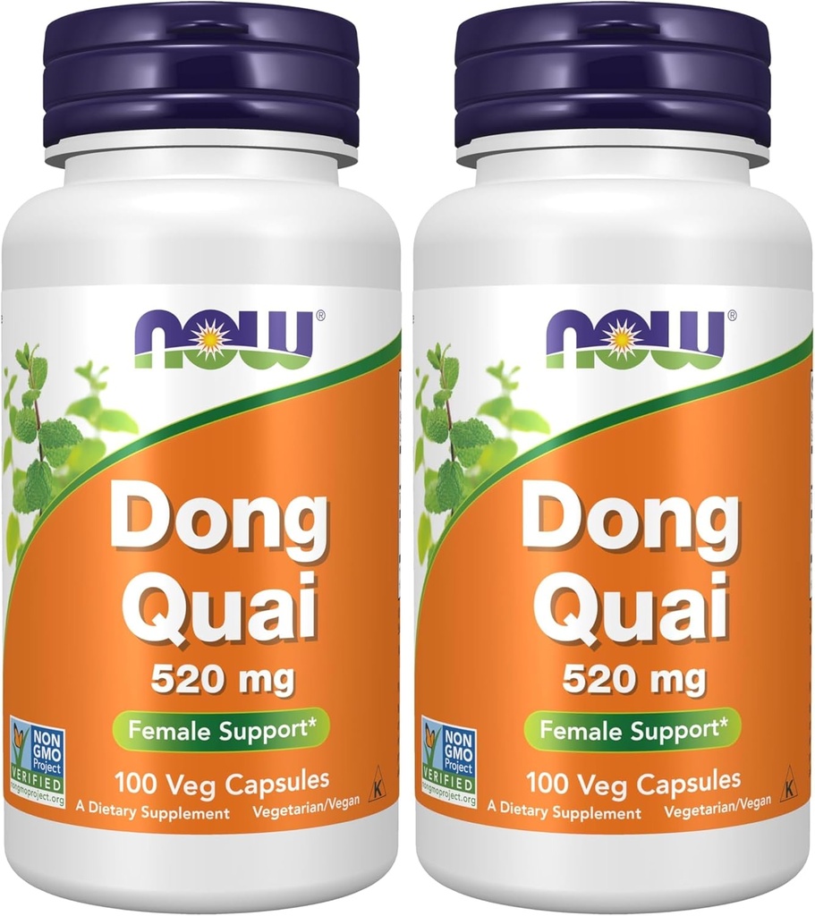 Now Supplements, Dong Quai (Angelica sinensis) 520 mg, Female Support*, 100 Veg Capsules (Pack of 2)