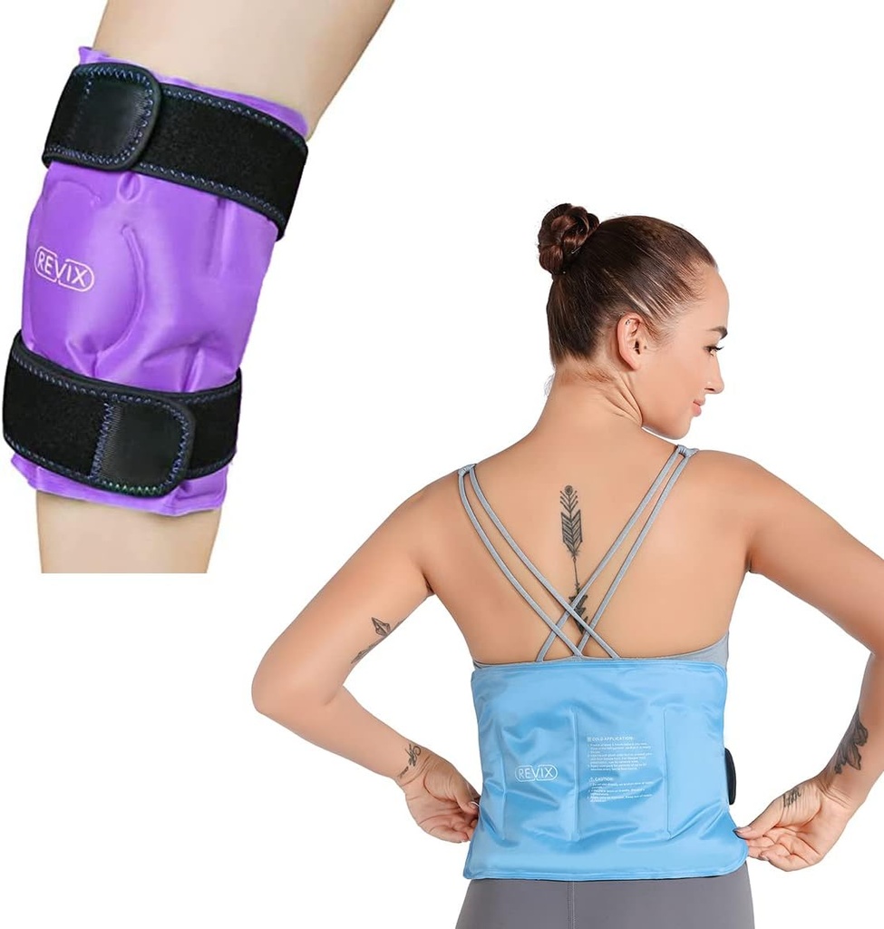 REVIX Genunchi și Back Ice Pack pentru leziuni Reutilizabile, Gel Ice Wrap cu terapie Compress rece
