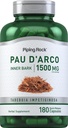 Piping Rock PAU D'Arco Capsules | 1500 mg | 180 Pills | Inner Bark | Herb Extract Supplement | Non-GMO, Gluten Free
