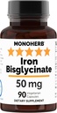 Iron Bisglycinate 50 mg - 90 Veg Kapsler - 50 mg Elementalt Jern per Kapsel