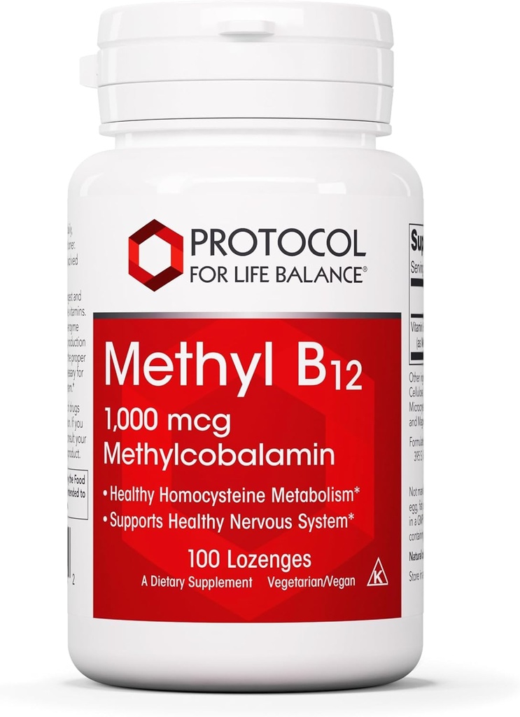 PROTOCOLLO PER LA VITA BALANCE Methyl B12 1.000mcg - Vitamina B12 per il Metabolismo di Homocysteine - Supporto Salute e Salute Sistema Nervoso - Kosher, Halal & Vegan - 100 Lozenges