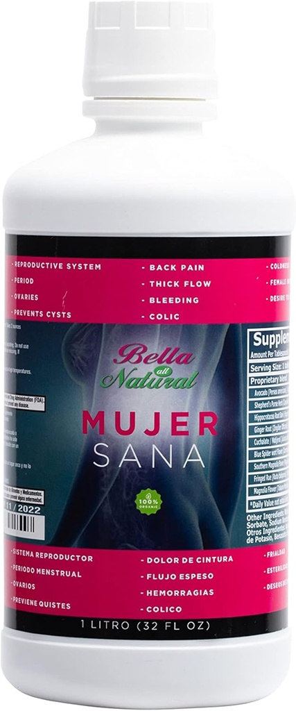 Bella All Natural Mujer Sana Femme en bonne santé, déséquilibre hormonal, PCOS, Crampes d'époque - 1 Litre