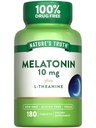 Nature's Truth Melatonin Tablets | 10mg | 180 Count | with L-Theanine | 100% Drug Free Supplement for Adults | Vegan, Non-GMO & Gluten Free