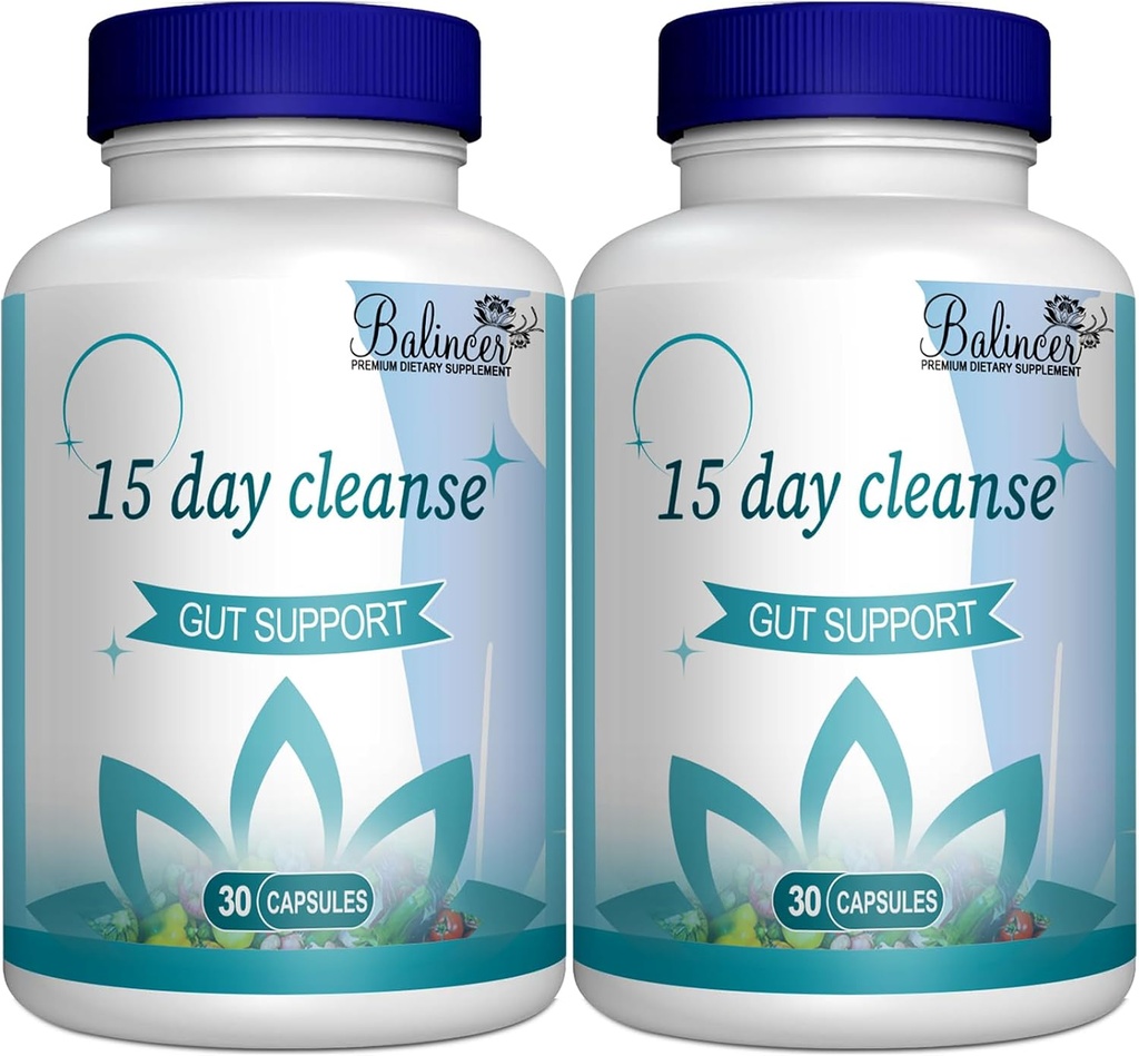 15 Day Cleanse, Gut və Colon Support, Senna, Cascara Sagrada və Psyllium Husk ilə Qadınlar və Kişilər üçün Advanced 15 Day Gut Cleanse Detox, Qeyri-GMO, 30 Kapsüls