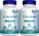 15 Day Cleanse, Gut and Colon Support, Advanced 15 Day Gut Cleanse Detox pro ženy a muže s Senna, Cascara Sagrada & Psylium Husk, Non- GMO, 30 Kapsle
