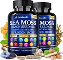 (2 Pack) Organic Sea Moss Cápsulas - Contein seammoss Black Seed Oil Ashwagandha Burdock Root Ginger & Vitaminas Essenciais - Superalimento para Imune Boost, Saúde Digestiva e Bem-Estar Geral