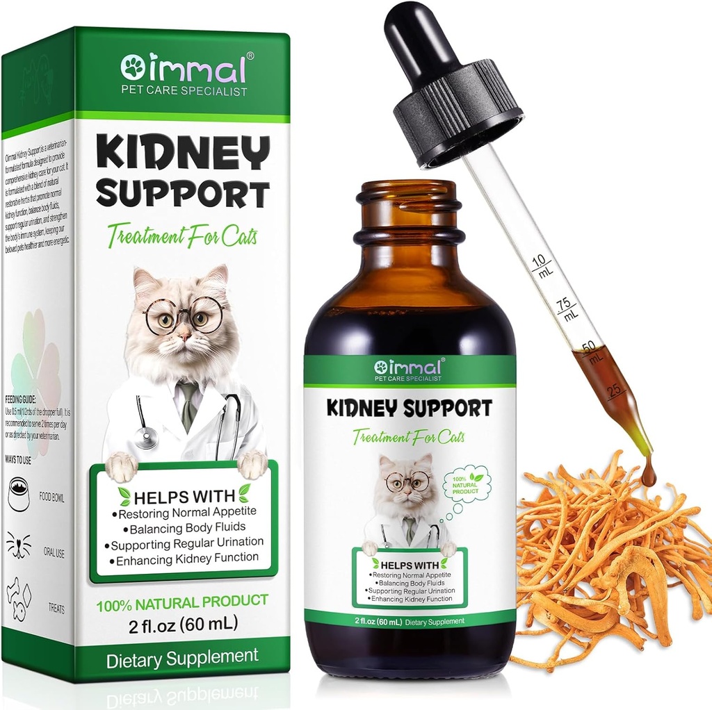 Kidney-ren euskarria katuentzako, Cat Kidney-ren tratamendua katuaren gernua erregularki onartzen du, Kidney-ren funtzioa indartzen du, immunitatea handitzen du, Herbal gehigarriak Kidney-ren funtzio osasuntsua onartzen du: 60ml/2floz.