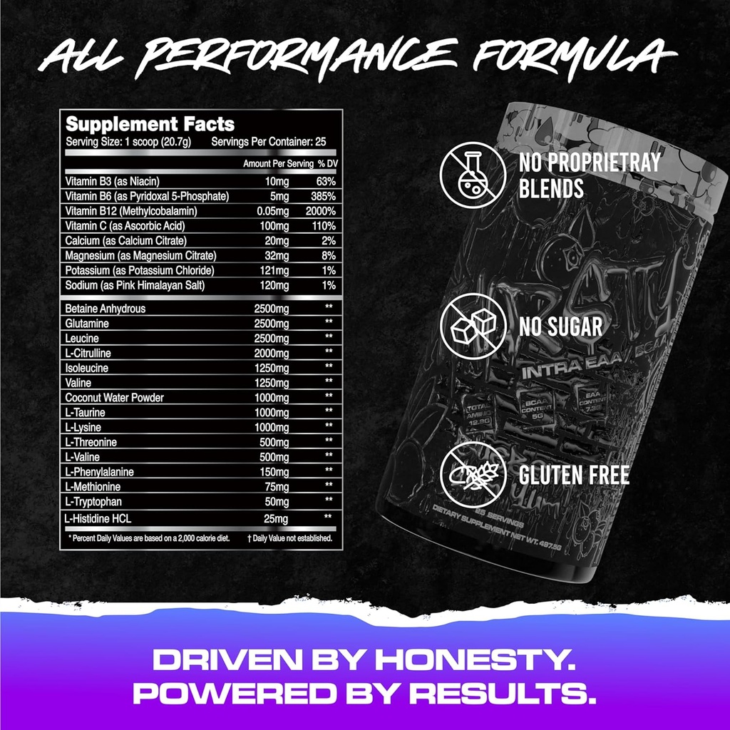 אבקת KILO LABS BCAA | Thirsty BCAA & EAA Intra Workout אבקה ו- Electrolyte hydrotion drink | תמיכה ב- Endurance & השריר, 12.8 גרם של Total Amino's | 25 משרתים