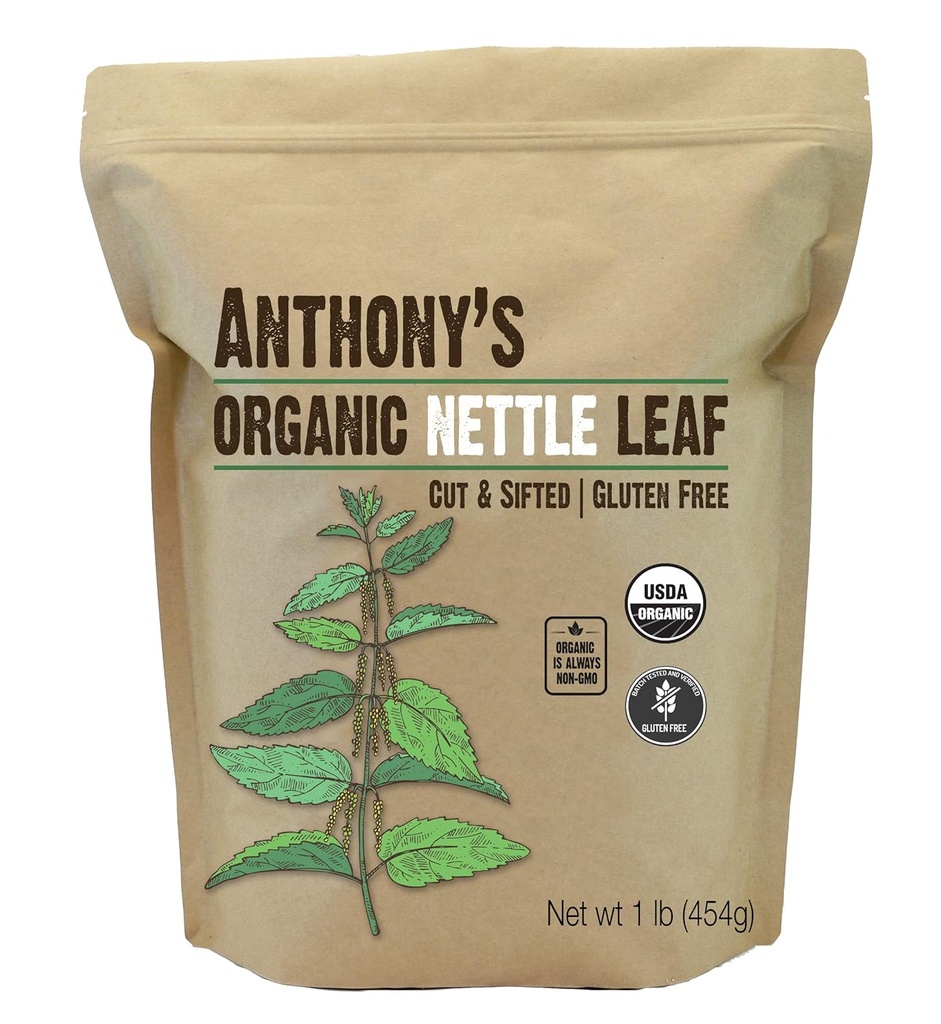 Anthony's Organic Nettle Leaf, 1 lb, Gluten Free, Non OGM, Cut & Sifted, Non Irradiated, Keto Friendly