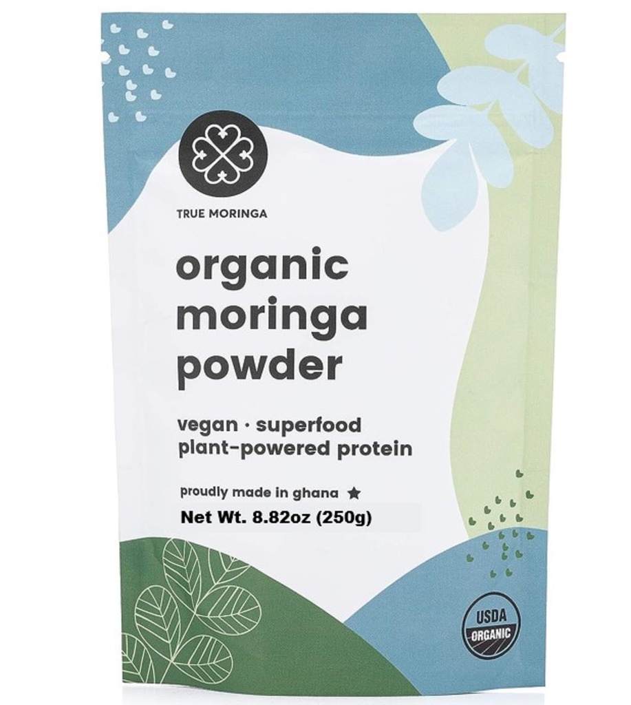 Organic Moringa Powder | 100% Regenerative Organic Raw Moringa Powder, Certified USDA. Non-GMO (250g)
