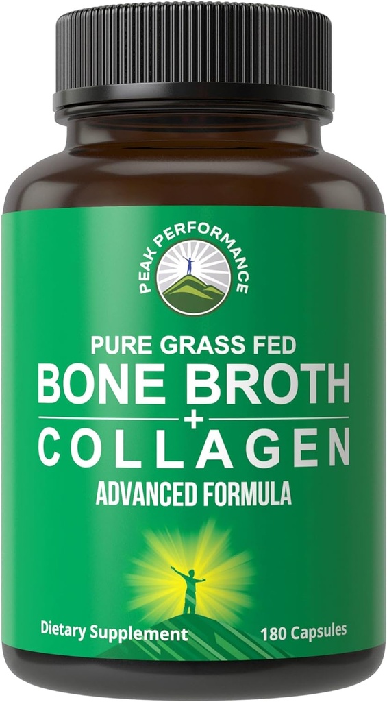 (原始内容存档于2018-09-26). Bone Brosth Collagen Capsules. 180 Pills of Grass Fed Bone Broth Collagen 蛋白酸酯. 包含所有3种类型、1、2和3,纯增生的陈列板,供男女使用