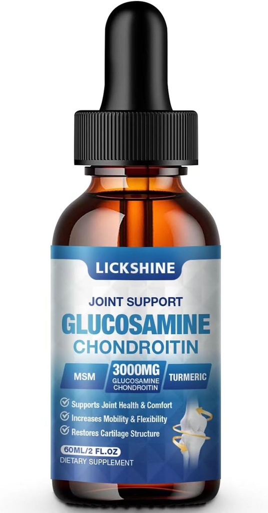 1 Pack Glucosamine Chondroitin MSM Liquid Drops - Quercetin Boswelia, Bromelain, Hyaluronic Asit, Antioksi Immune Support (2 Fl oz)