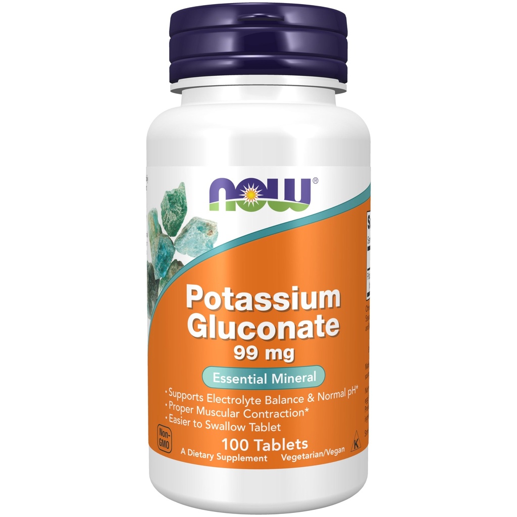 NOW Foods Supplements, Potassium Gluconate 99mg, Easier to Swallow, Essential Mineral*, 100 Tablets