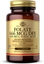 Solgar Folate 666 mcg DFE (kyselina listová 400 mcg) - 250 Tablet - Prenatal Support - Non- GMO, Vegan, Gluten Free, Dairy Free, Kosher - 250 Servings