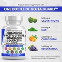 Neteja Nutracenuticals Glutione 500mg suplementari amb Vitamina C Acetyl Cysteine 600mmg Berberine 1000mmg Resveratl Quercetin Alpha Lipoic - Reducció de Lllutath Free Form Women 60 CUSA Mat