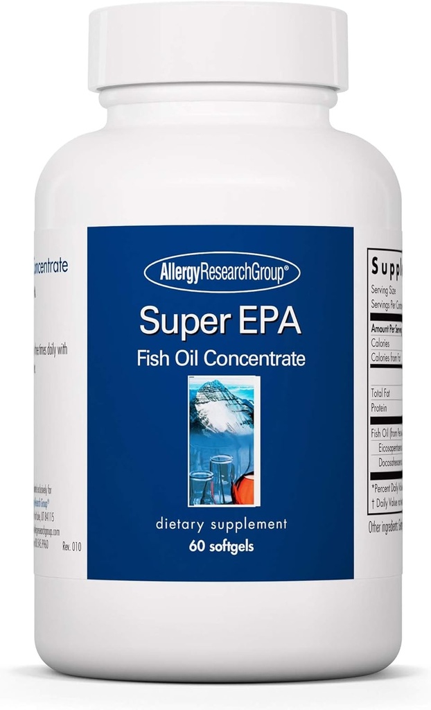 过敏研究小组 超级EPA - Omega 3 补充,鱼油集中,EPA,DHA,Omega 3 脂肪酸,可持续来源的Anchovies - 60 Counter