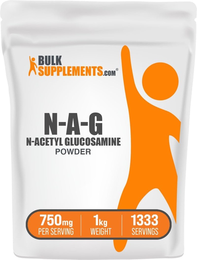 BulkSupplements.com N- Acetyl Glucosamine Powder - NAG Powder, Glucosamine 750mg, Nutritional Supplement - Gluten Free, 750mg per Serving, 1 kg (2,2 kg) (1x csomag)