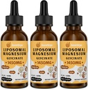 Magnesium Glycinate Liquid Drops - Liposomal Chelate med Cherry Flavor för Easy Absorption, främjar sömn, humör, tarm och benhälsa, minskar stress - 60ML (2.04 Fl Oz (Pack av 3))