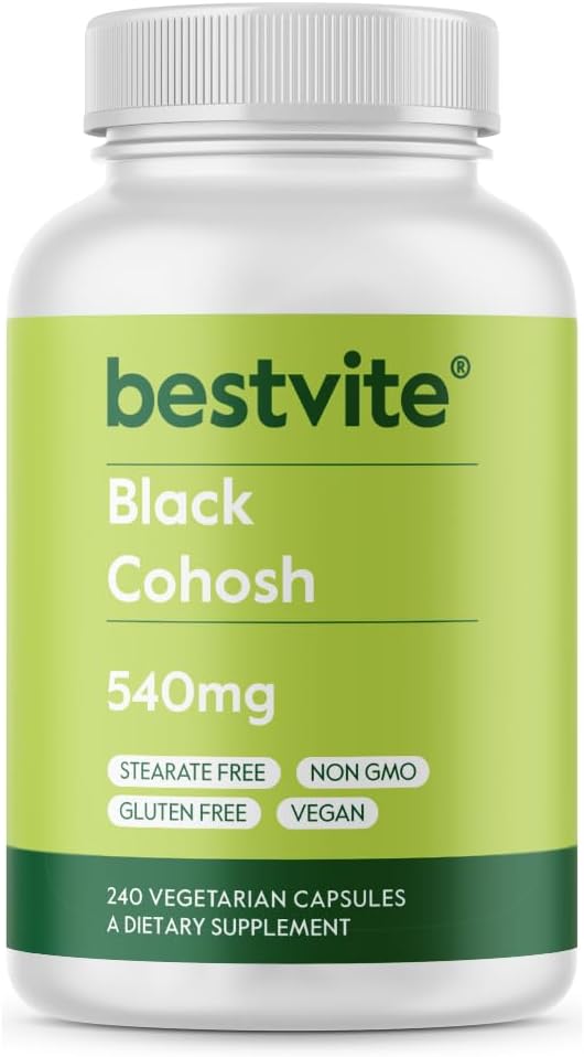 BESTVITE Black Cohosh 540mg (240 Vegetarian Capsules) - No Stearates - No Fillers - Vegan - Non GMO - Gluten Free