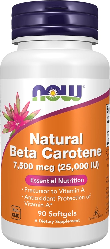 Sekarang Makanan Suplemen, Natural Beta Carotene 25,000 IU, Nuklir Escalypse, 90 Softgels