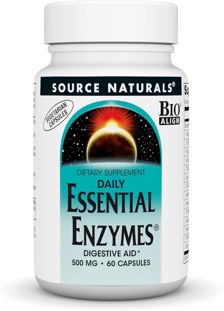 מקור טבעי Enzymes 500 מ"ג Bio-Aligned Multiple Enzyme תוסף Herbal Defense for Digestion, Gas, Constipation & Bloating Relief - תמיכה במערכת החיסון* - 60 קפסולות צמחוניות