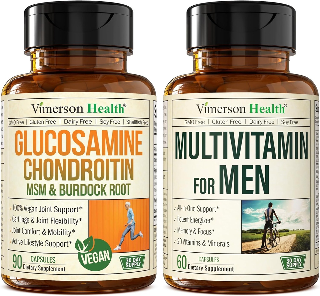 Vegan Glucosamine Chondroitin MSM Joint Support Supplement & Complete Multivitamine voor mannen