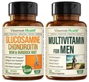 Vegan Glucosamine Chondroitin MSM Joint Support Supplement & Complete Multivitamin for Men