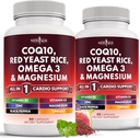 NOVA IDADE COQ10 200mg Red Yeast Rice 3000mg Omega 3-6-9 3000mg Complexo de magnésio 500mg Zinc Vitamina K2 D3 - Vitaminas para Mulheres e Homens com Vitamina B3, Coenzima Q10-120