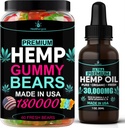 2Pack Hennepolie en Hemp Gummies Gummy Bears Combo Set-Peace and Relaxation, Relief, Soothing, Discomfort, Sleep-Full Body High Care-Made in USA