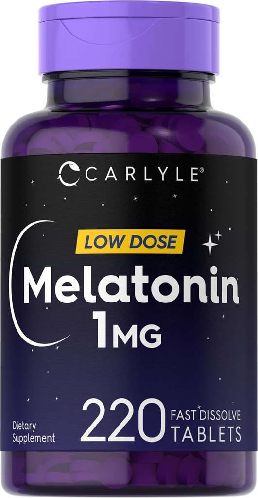 Carlyle Melatonin 1 mg | 220 compresse dissolve veloci | Low Dose | Vegetariano, Non OGM, Gluten Free