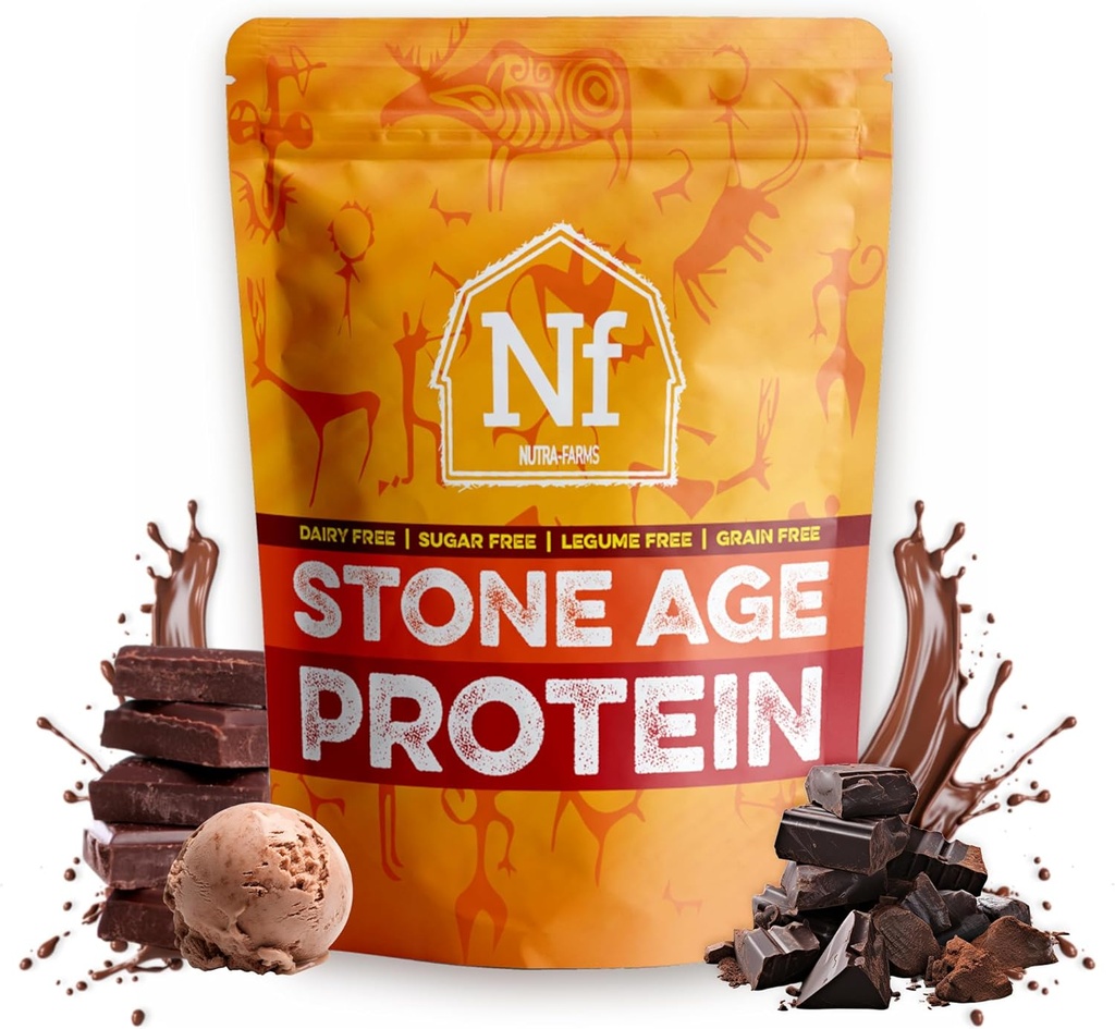 Nutra Farms Stone Age Protein | Gluten-Free Egg White Protein Powder | Egg White Powder | Dairy Free, Sugar Free & Gut-Friendly | Txokolatea, 2lb
