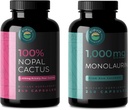 Nopal Cactus & Monolaurin Bundle, 240 kapslit igaüks, 1500 mg Prickly Pear Cactus, 1000 mg Monolaurin