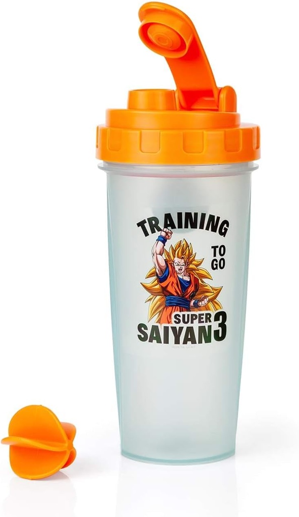 Dragon Ball Z Super Saiyan Goku Gym Shaker Bottle -20-ounce BPA-Free Plastic Blender Bottle med Whisk Ball - Protein Shake, Meal Replacement, Smoothie Mixer - Gym Workout Tillbehör - Ideal DBZ Gifts