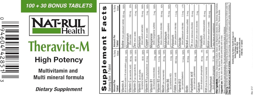 NAT-rul Theravite M 130 tabletten - 3 verpakkingen