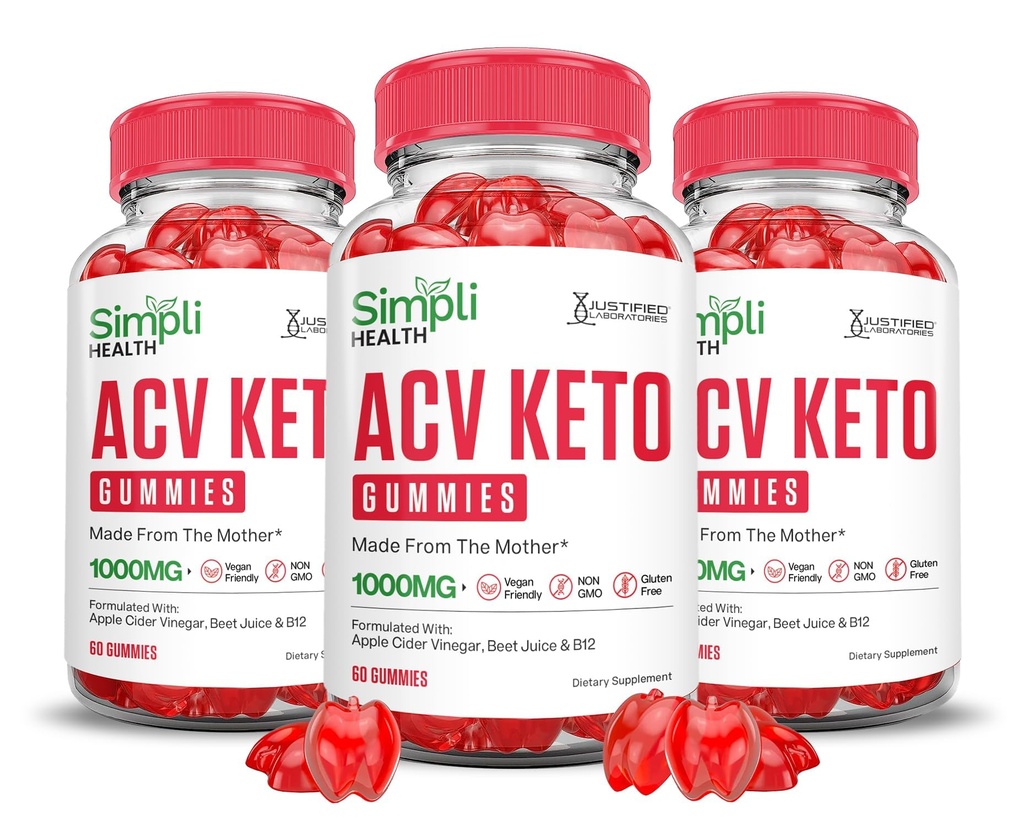 (3 Pack) Simpli Health Keto ACV Gummies Advanced Formula 1000MG Ketonature Keto Gummies Apple Cider Vinegar Formulated with Pomegranate Beet Juice Powder B12 Vegan Non GMO 180 Gummys