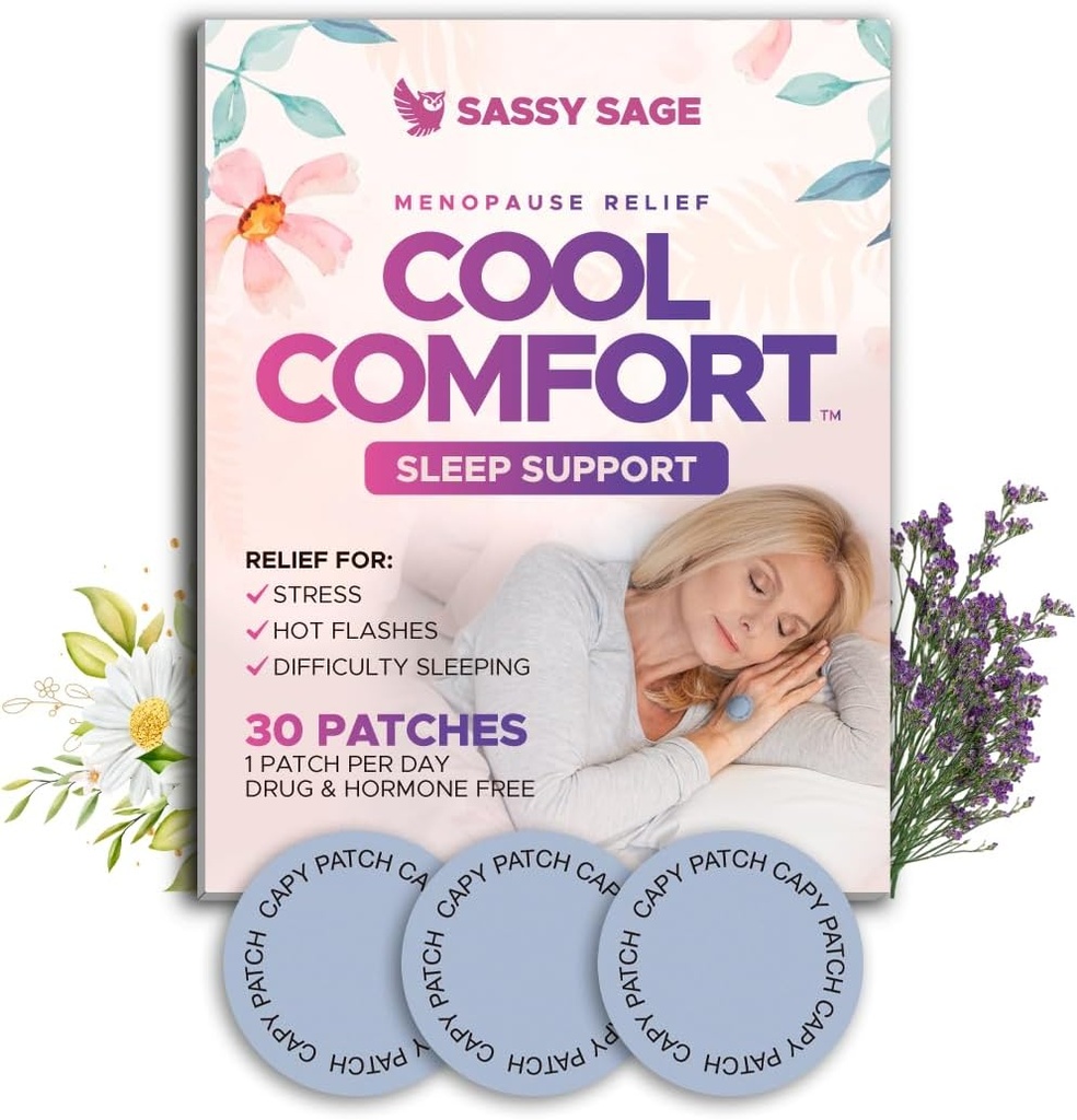 Cooling Comfort Patches de sueño para mujeres - Alivio de la menopausia para una mejor ayuda para dormir - Suplemento de sueño para la relajación &amp; fuerza extra - Soporte Flashes calientes, calidad sueño " Reducir la fatiga - 30 Patches