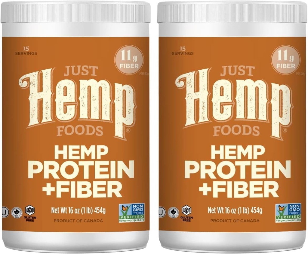 Just Hemp Foods Hemp Protein Toz Plus Fiber, Qeyri-GMO, Xidmət başına 11g Protein və 11g ilə uyğunlaşdırılmış, 16 oz - Qablaşdırma May Vary (Paket 2)