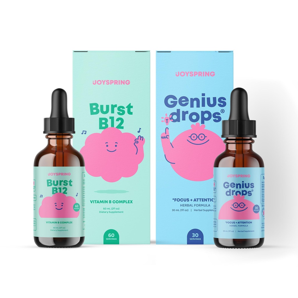 JoySpring Liquid B Complex and Genius Focus Drops for Kids