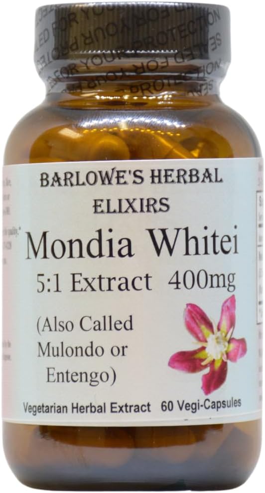 Barlowes Herbal Elixirs Mondia Whitei 5:1 Extract | 400mg per kapsel | Traditionell afrikansk vitalitet ört för övergripande hälsa och välbefinnande | 60 Vegan kapslar | Ren, fillerfri formel