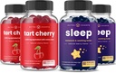NutraChamps Tart Cherry (2 Pack) & Sleep Gummies (2 Pack) Bundlle für Schlaf & Muskelunterstützung