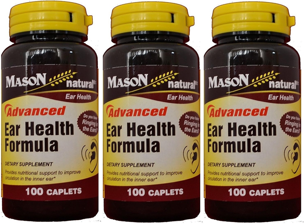 Mason Natural Advance Ear Health Formula Bioflavonoids Plus 100 Caplets per fľaša Balenie 3 Celkom 300 Caplets