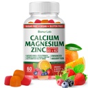 BionerLab Calcium Magnesium Zinc Gummies with Vitamin D3 & K2 - High Absorption Complex with Magnesium Glycinate Calcium Zinc Citrate for Bone Muscle & Immune Health - Sugar-Free Orange Berry Flavored