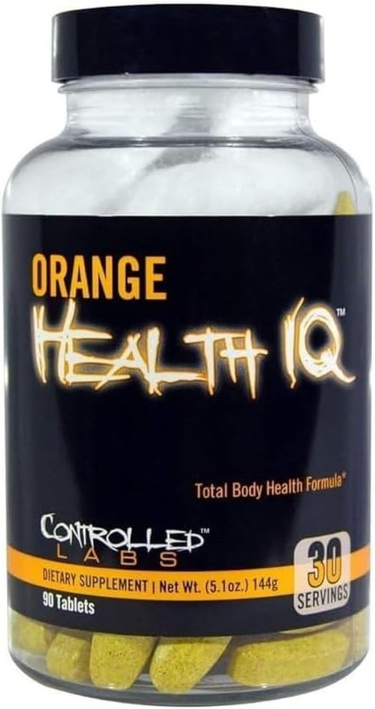 GECONTROLEERDE LABS Orange Health IQ Dagelijkse Supplement voor mannen en vrouwen, 90 tabletten, verbeterde uithoudingsvermogen, energie, Cardio functie in uw training en sport