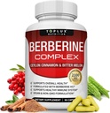 Toplux Berberine dengan Cinnamon Ceylon dan Bitter Melon 2100mg - Kemurnian Tinggi 97% HCL Berberine Supplement Overall Health & Imune System, Non- GMO Vegan 90 Capsules